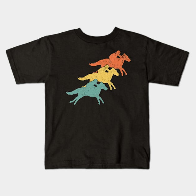 Horse Racing Equestrian Horse Racer Kids T-Shirt by KAWAIITEE